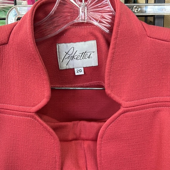 Vintage Pykettes 2pc Salmon Pink Pant Suit Set Size 20 - Picture 2 of 5